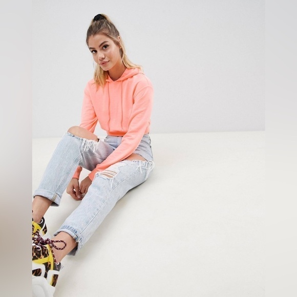 TNA Aritizia Cropped Hoodie Sweatshirt Coral Orange 🍊 Peach 🍑 - Picture 4 of 16